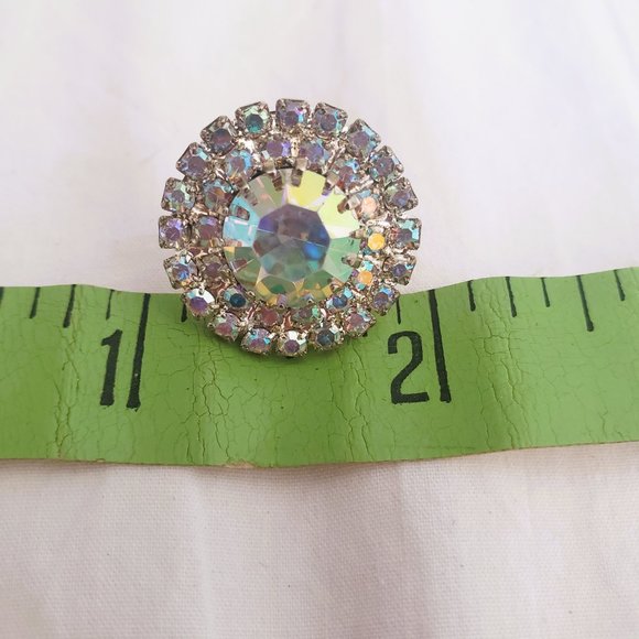 Large Iridescent Silver Cubic Zirconia Earrings - Picture 9 of 9